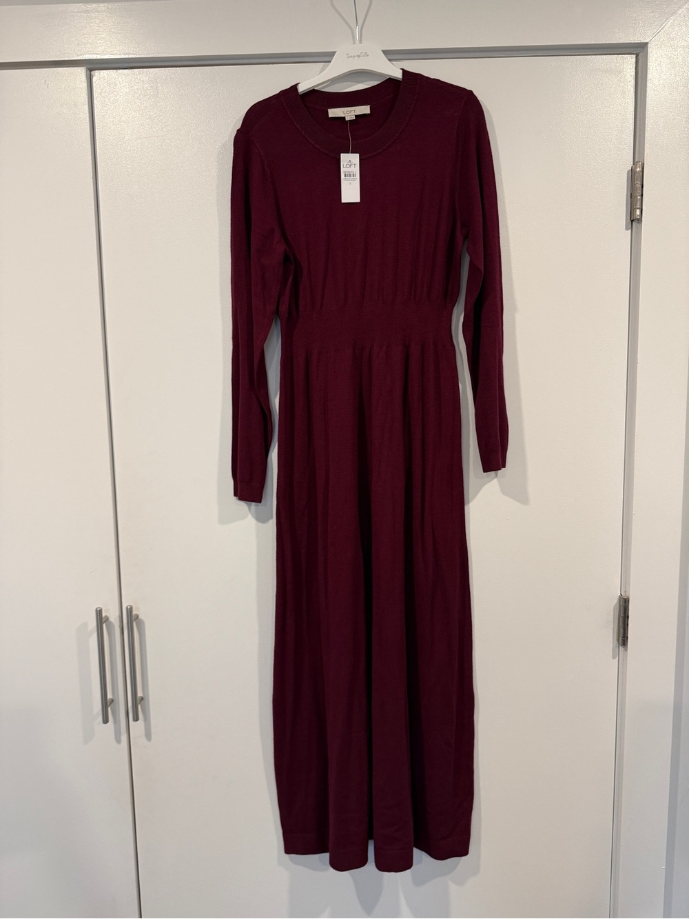 NWT LOFT burgundy knit midi dress